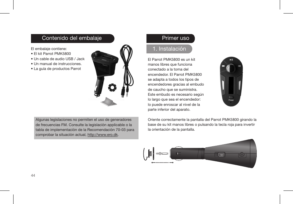 Parrot PMK5800 User Manual | Page 44 / 136