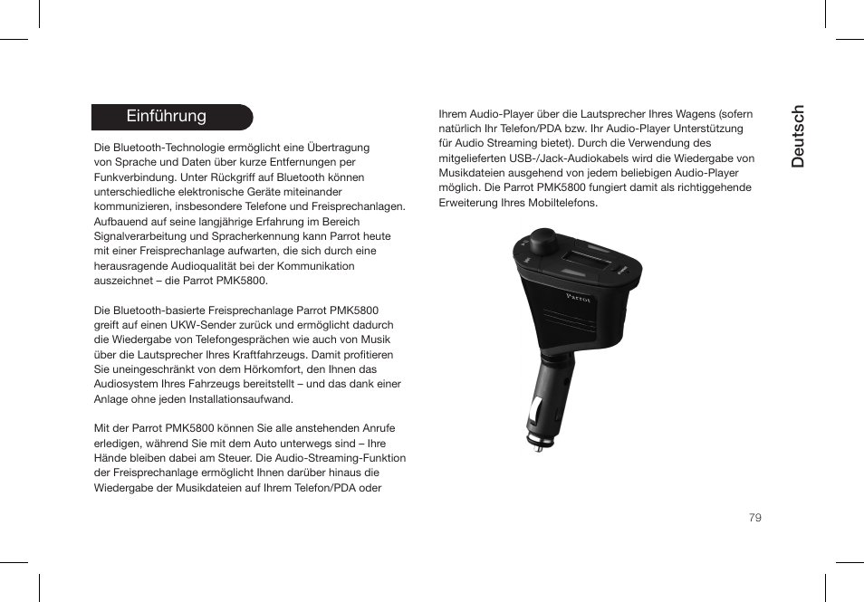 Deutsch, Einführung | Parrot PMK5800 User Manual | Page 79 / 136