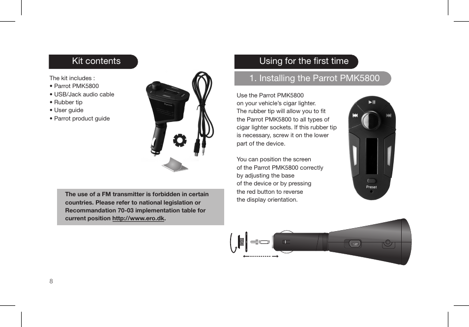 Parrot PMK5800 User Manual | Page 8 / 136