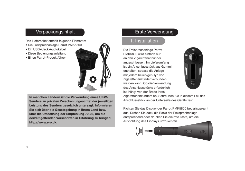 Parrot PMK5800 User Manual | Page 80 / 136