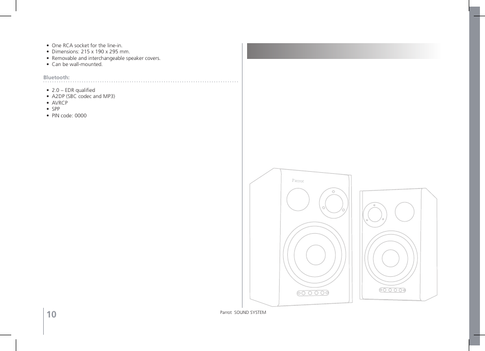 Parrot SOUND SYSTEM User Manual | Page 10 / 22