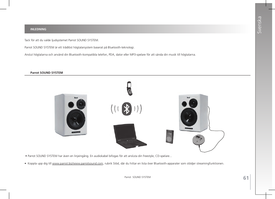 1 svenska | Parrot SOUND SYSTEM User Manual | Page 13 / 22