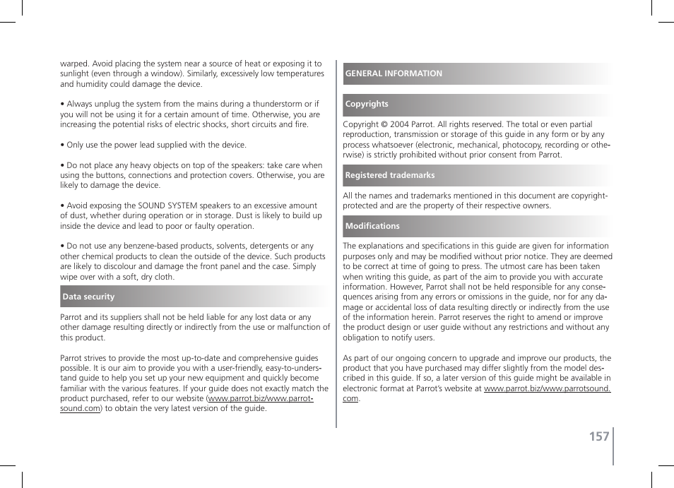 Parrot SOUND SYSTEM User Manual | Page 21 / 22