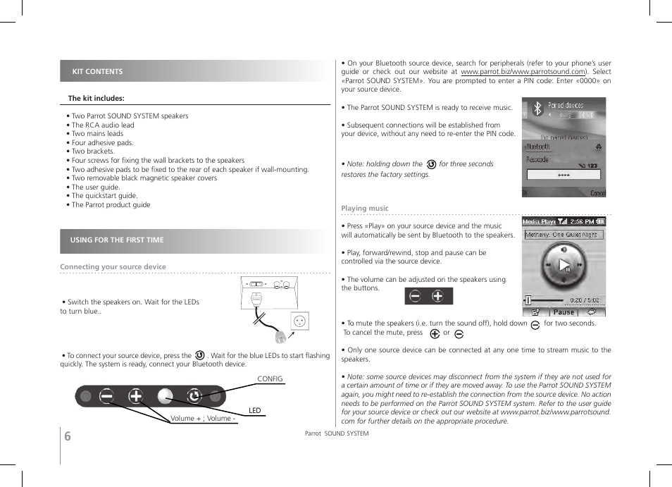 Parrot SOUND SYSTEM User Manual | Page 6 / 22