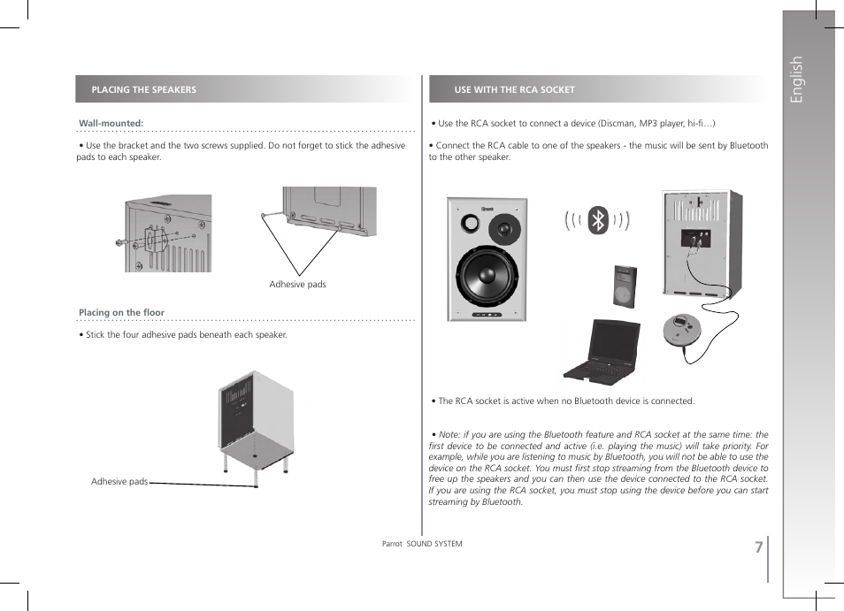 English | Parrot SOUND SYSTEM User Manual | Page 7 / 22