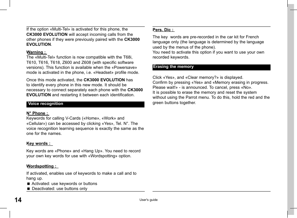 Parrot CK 3000 User Manual | Page 14 / 48