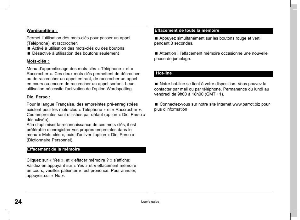 Parrot CK 3000 User Manual | Page 24 / 48