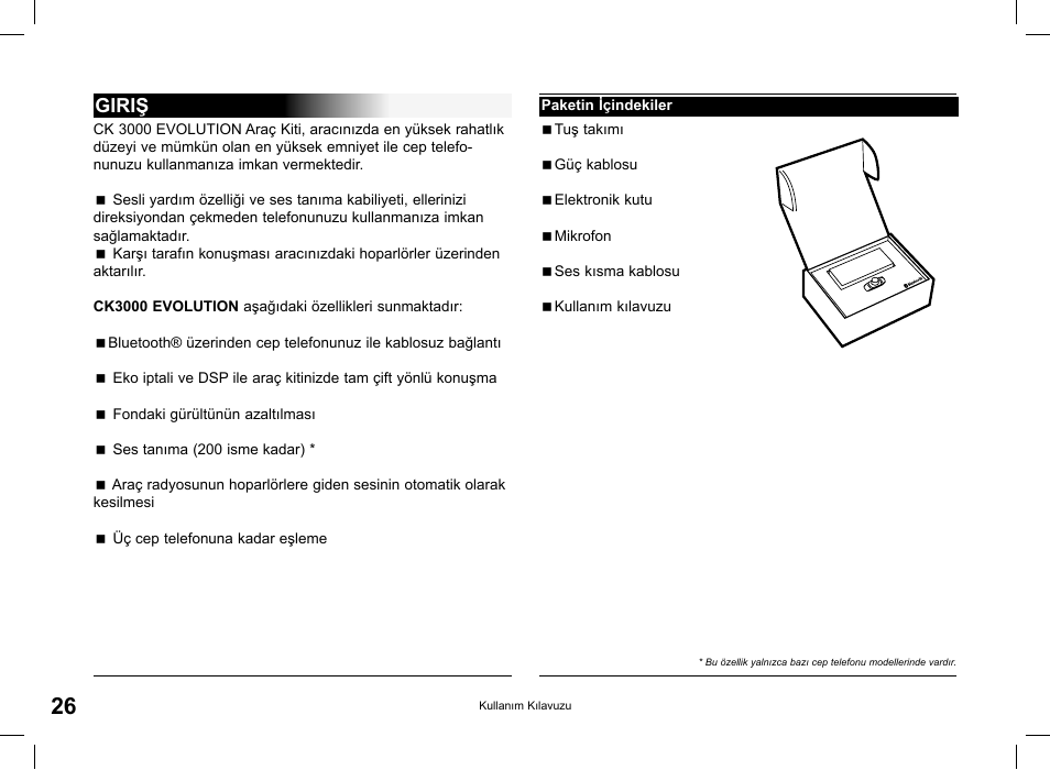 Giriş | Parrot CK 3000 User Manual | Page 26 / 48