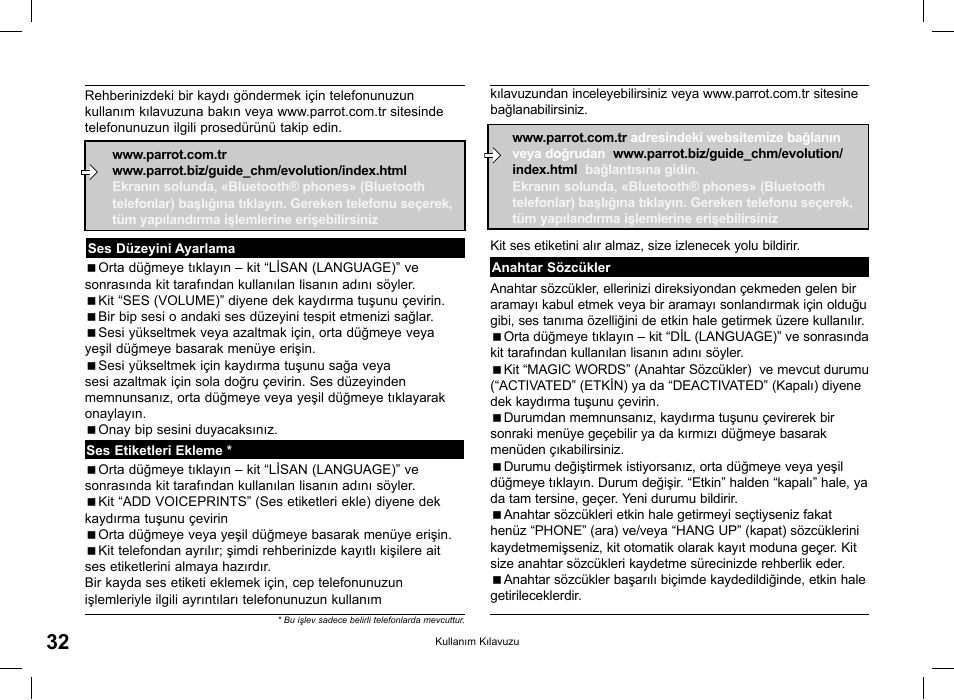 Parrot CK 3000 User Manual | Page 32 / 48