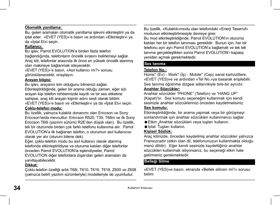 Parrot CK 3000 User Manual | Page 34 / 48