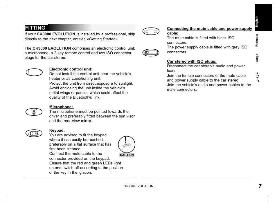 Fitting | Parrot CK 3000 User Manual | Page 7 / 48