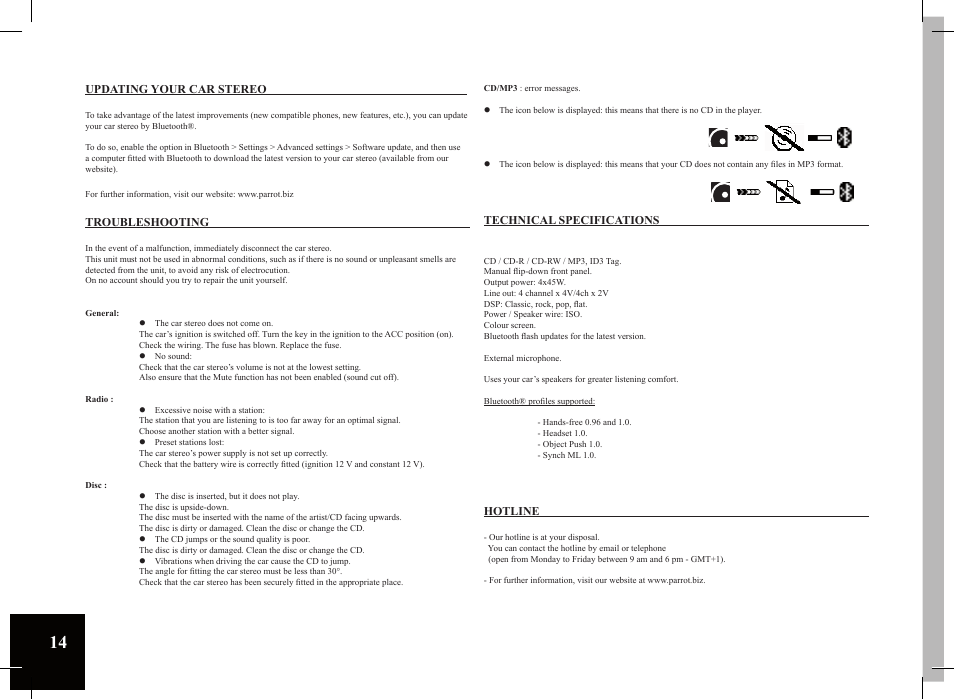 Parrot Car CD MP3 Player User Manual | Page 14 / 52