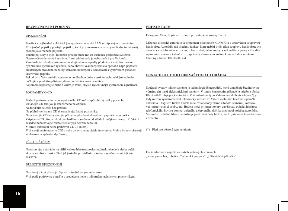 Parrot Car CD MP3 Player User Manual | Page 16 / 52