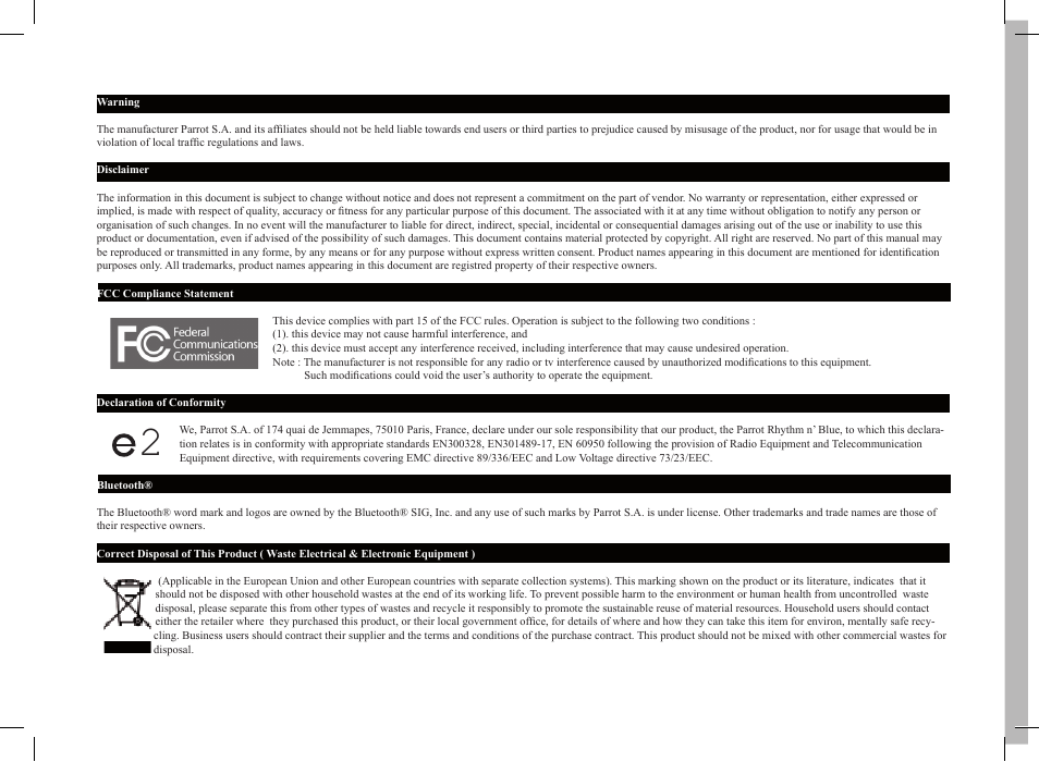 Parrot Car CD MP3 Player User Manual | Page 2 / 52
