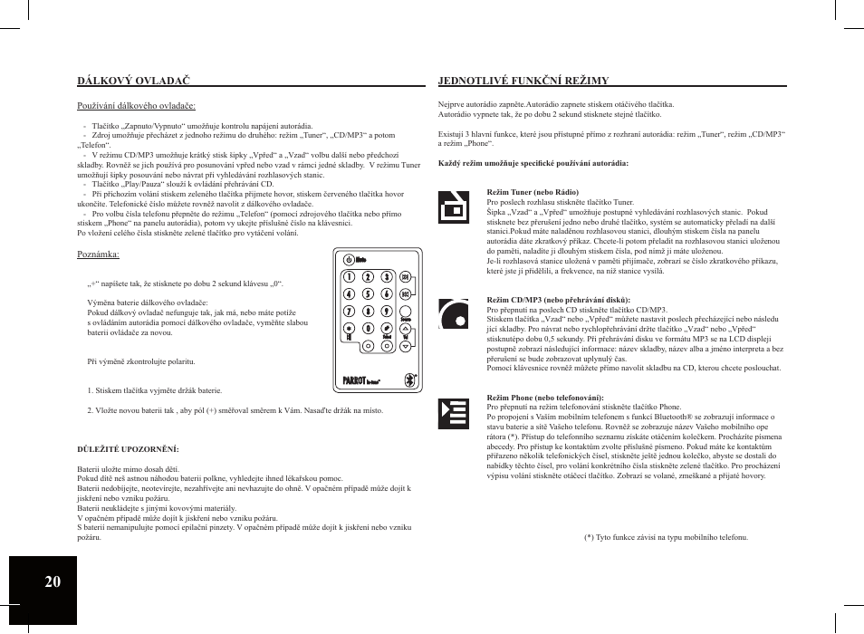Parrot Car CD MP3 Player User Manual | Page 20 / 52