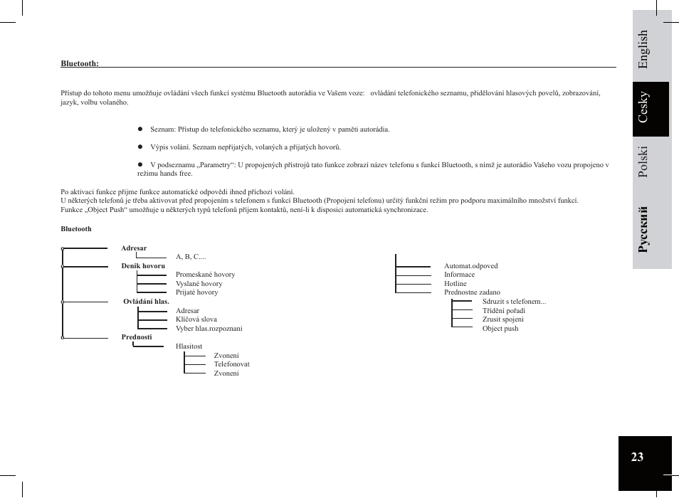 Ру сский polski cesky english | Parrot Car CD MP3 Player User Manual | Page 23 / 52
