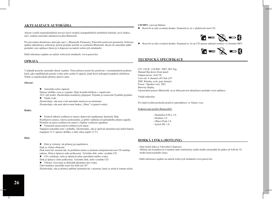 Parrot Car CD MP3 Player User Manual | Page 26 / 52
