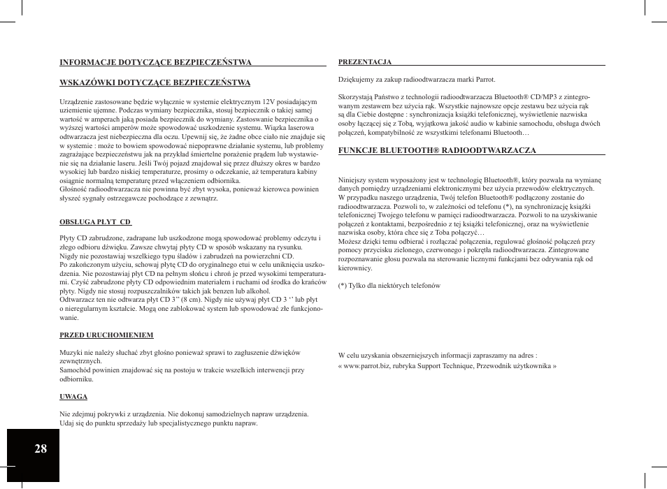 Parrot Car CD MP3 Player User Manual | Page 28 / 52