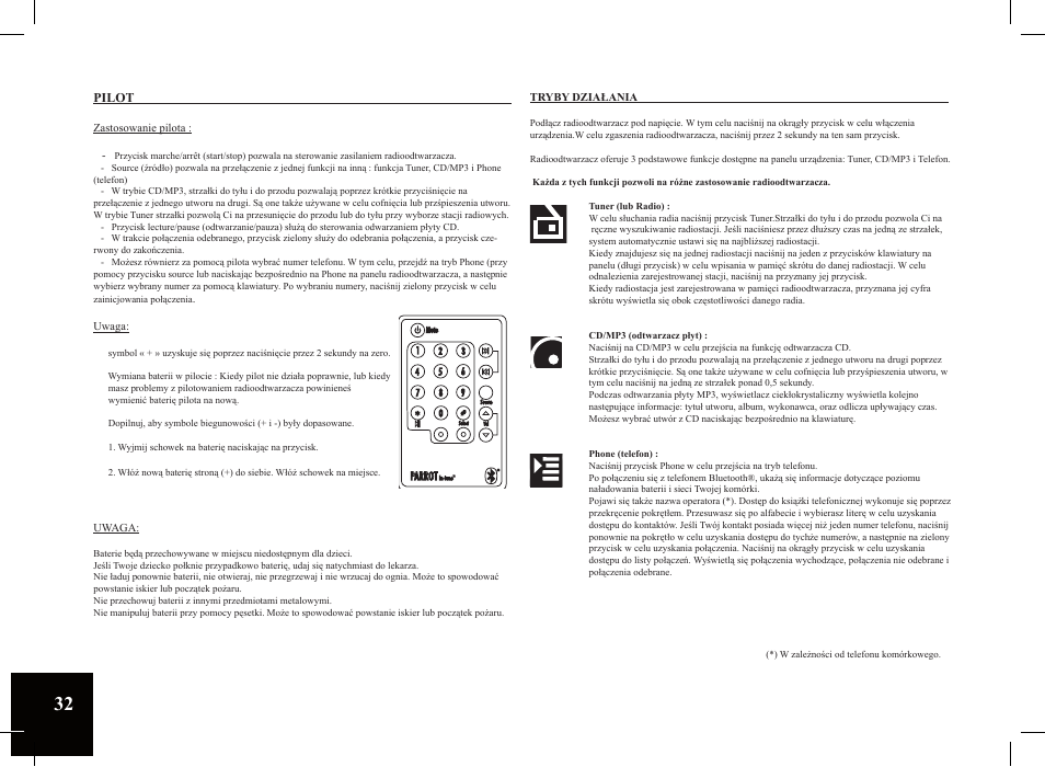 Parrot Car CD MP3 Player User Manual | Page 32 / 52