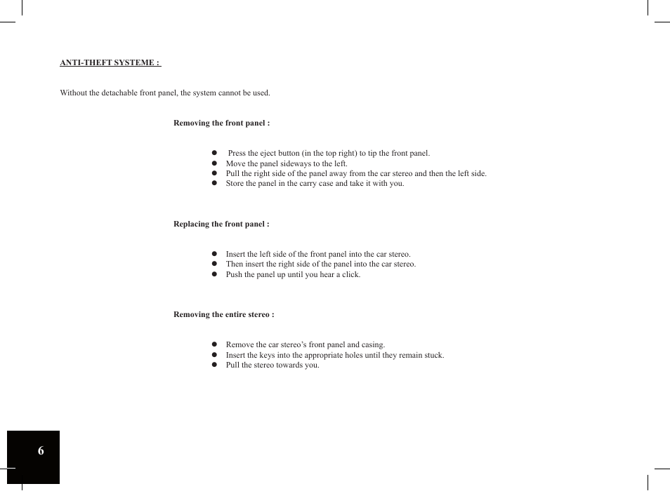 Parrot Car CD MP3 Player User Manual | Page 6 / 52