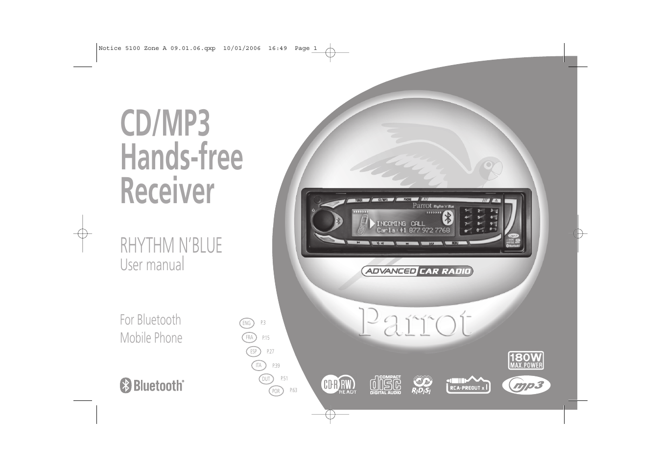 Parrot CD/MP3 Hands-free Receiver User Manual | 76 pages