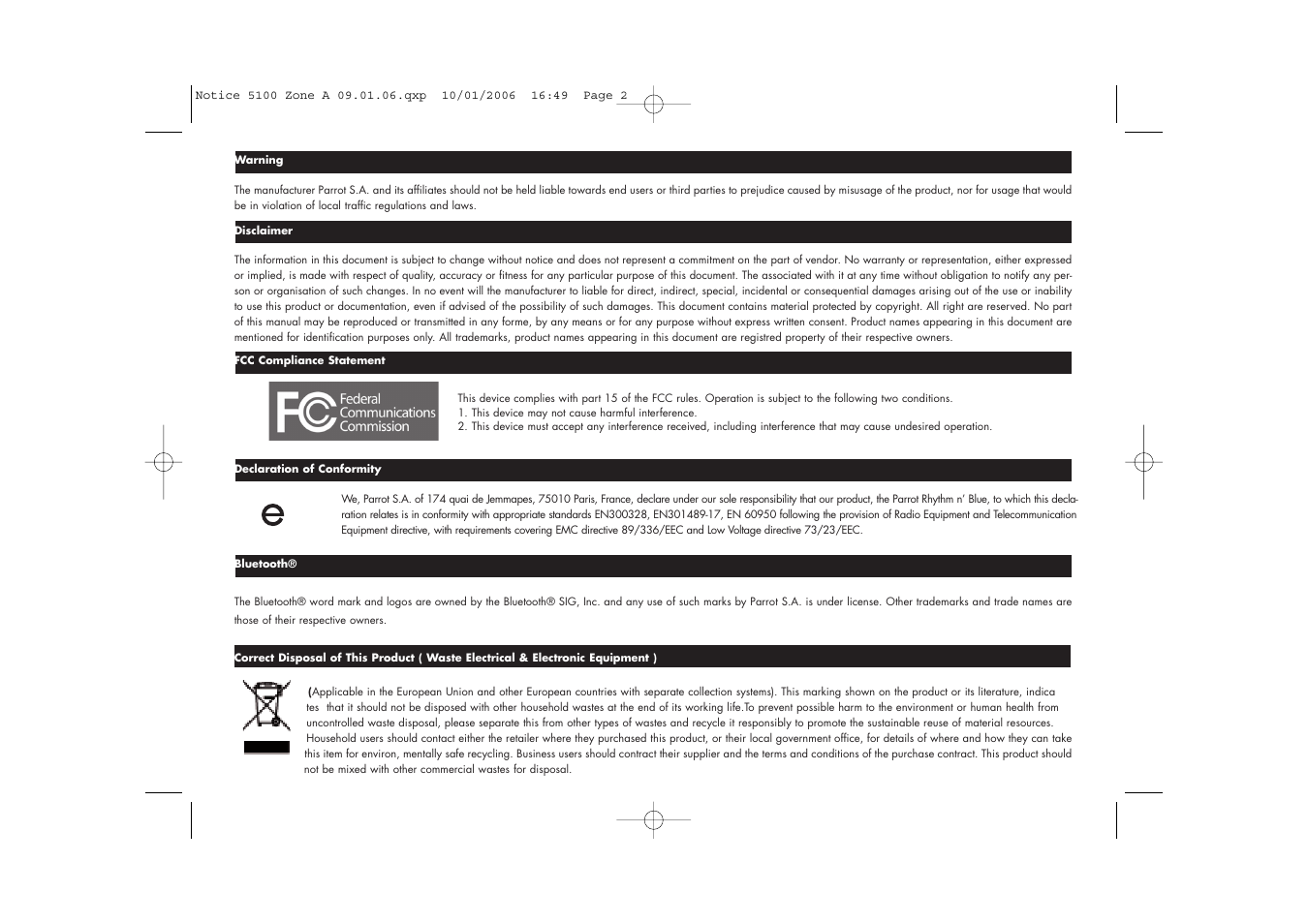 Parrot CD/MP3 Hands-free Receiver User Manual | Page 2 / 76