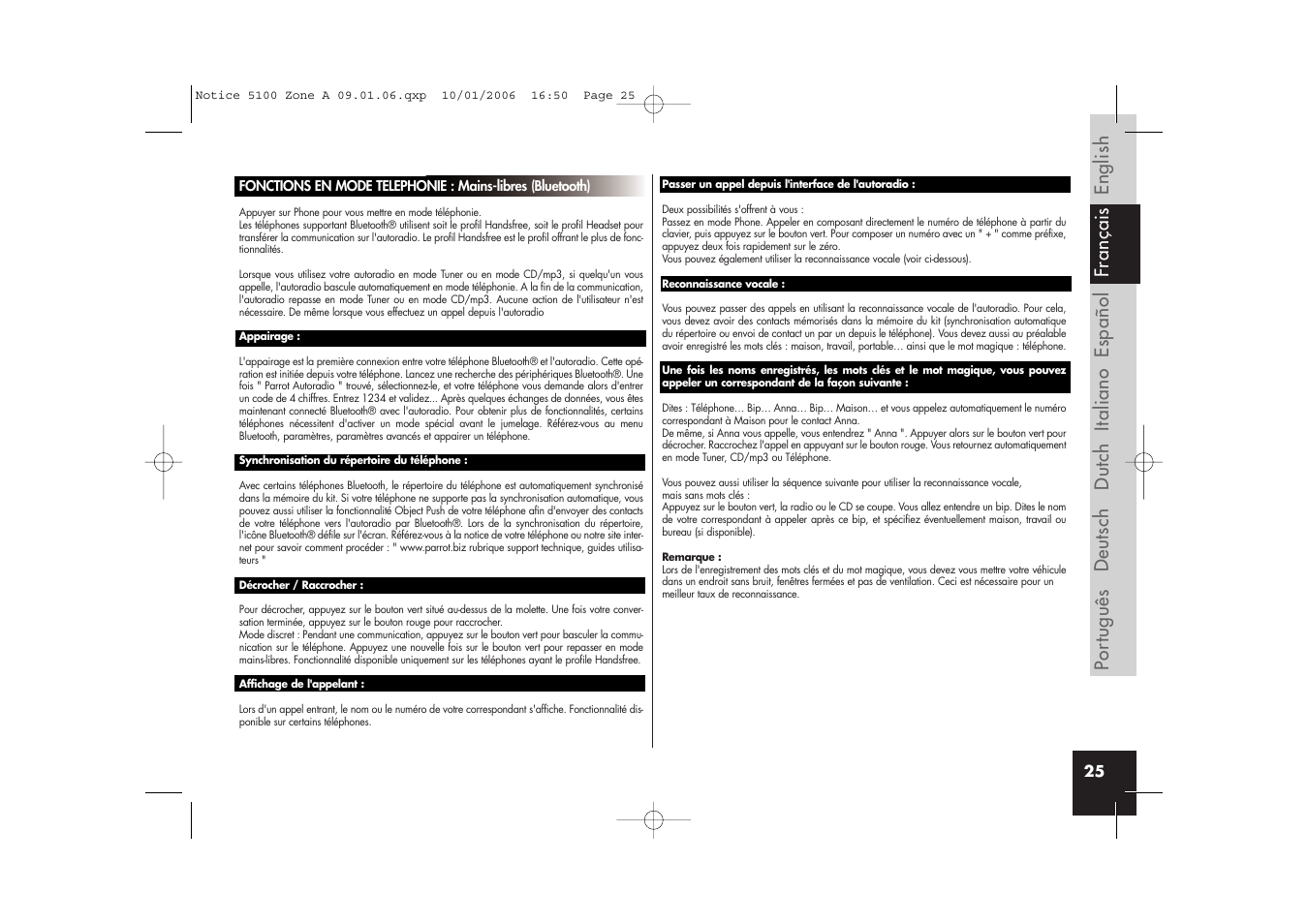 Parrot CD/MP3 Hands-free Receiver User Manual | Page 25 / 76