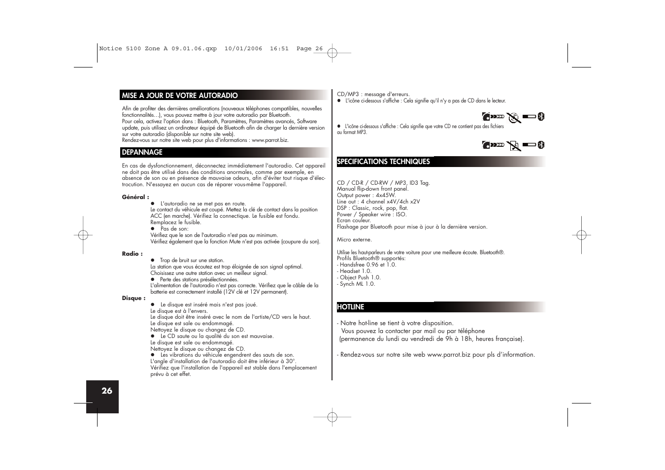 Parrot CD/MP3 Hands-free Receiver User Manual | Page 26 / 76