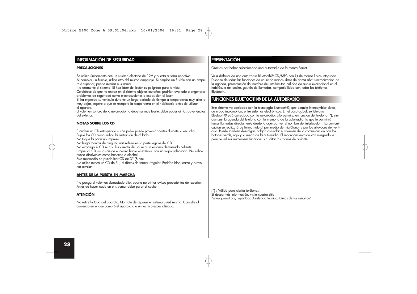 Parrot CD/MP3 Hands-free Receiver User Manual | Page 28 / 76