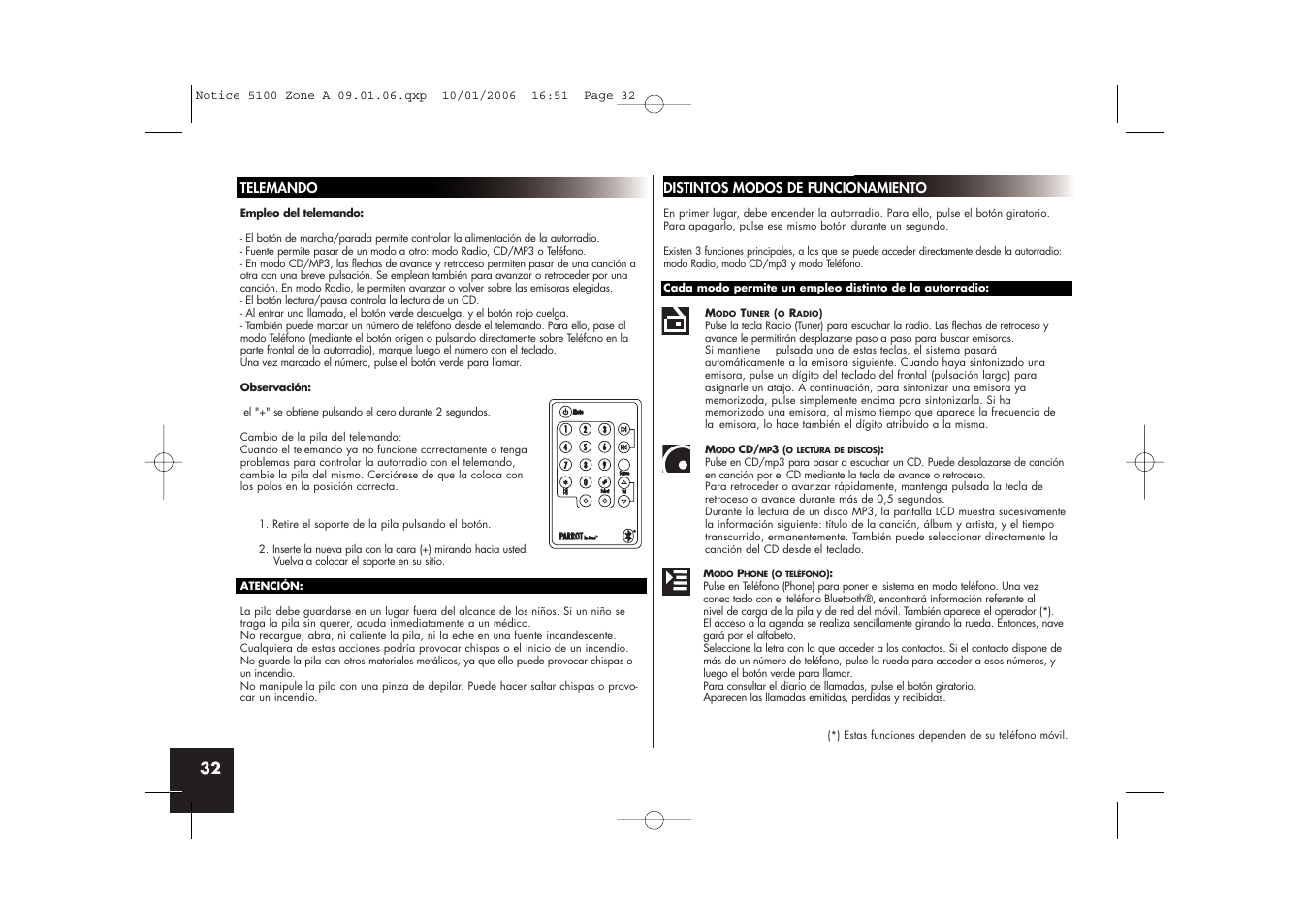 Parrot CD/MP3 Hands-free Receiver User Manual | Page 32 / 76
