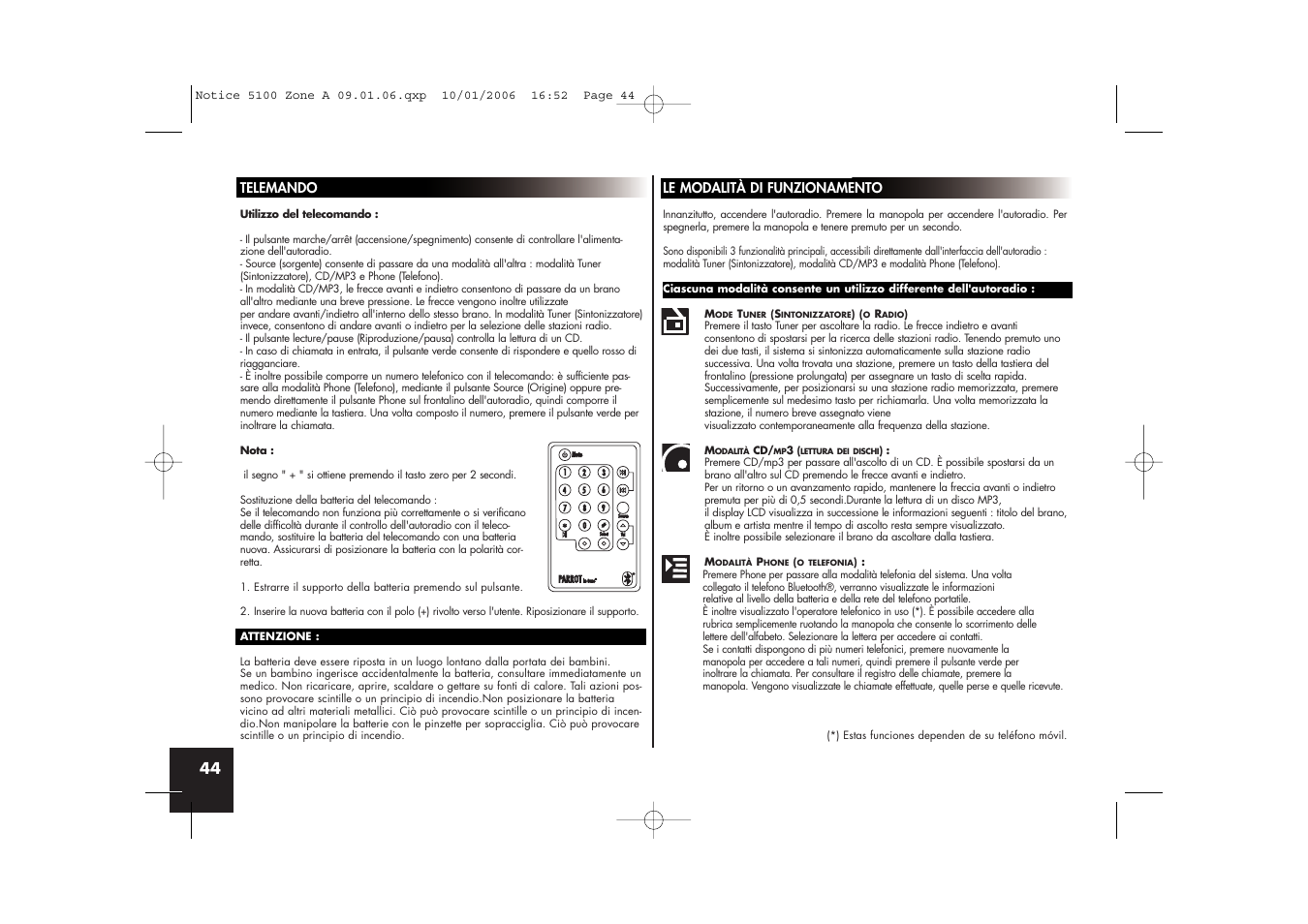 Parrot CD/MP3 Hands-free Receiver User Manual | Page 44 / 76