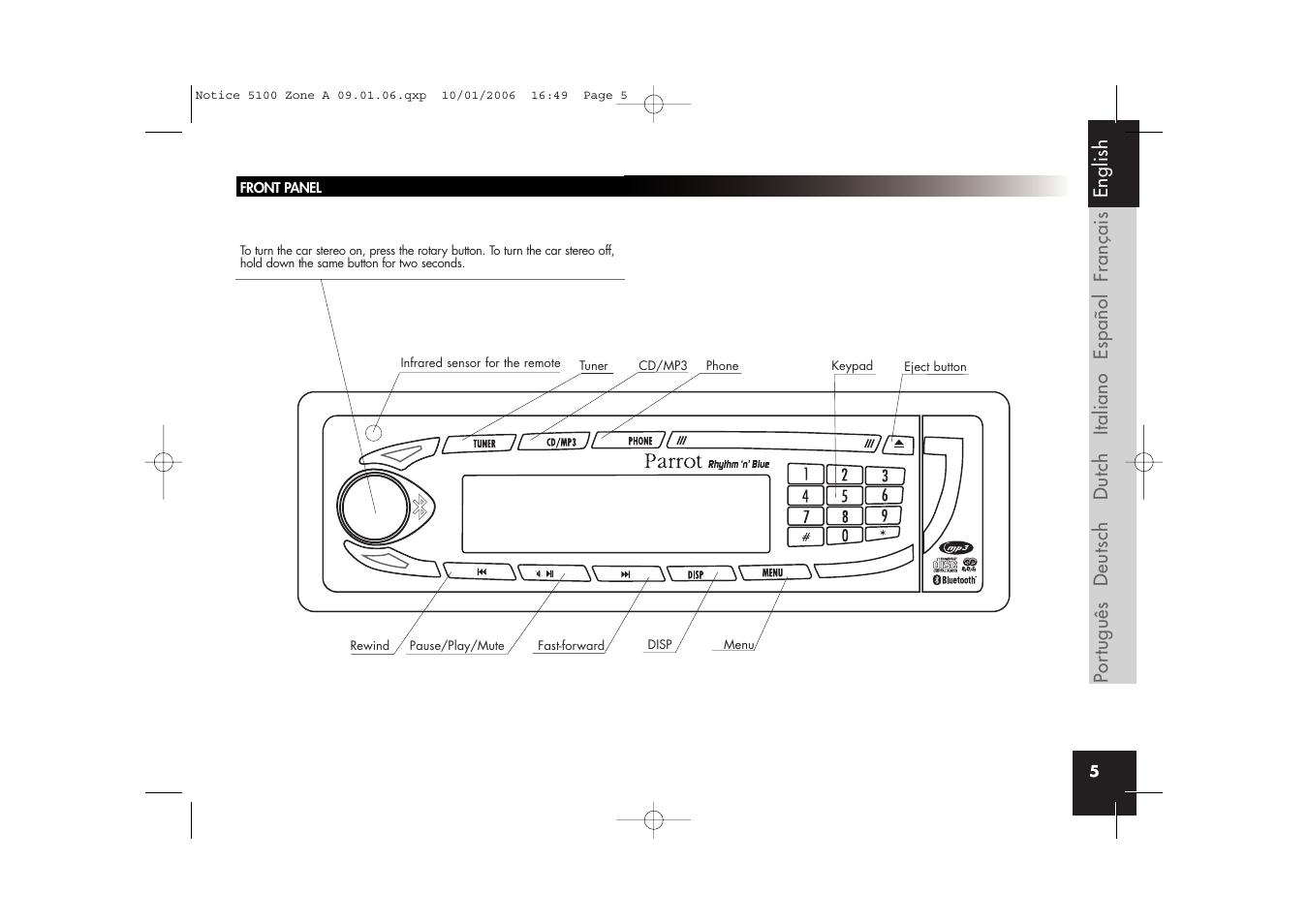 Parrot CD/MP3 Hands-free Receiver User Manual | Page 5 / 76