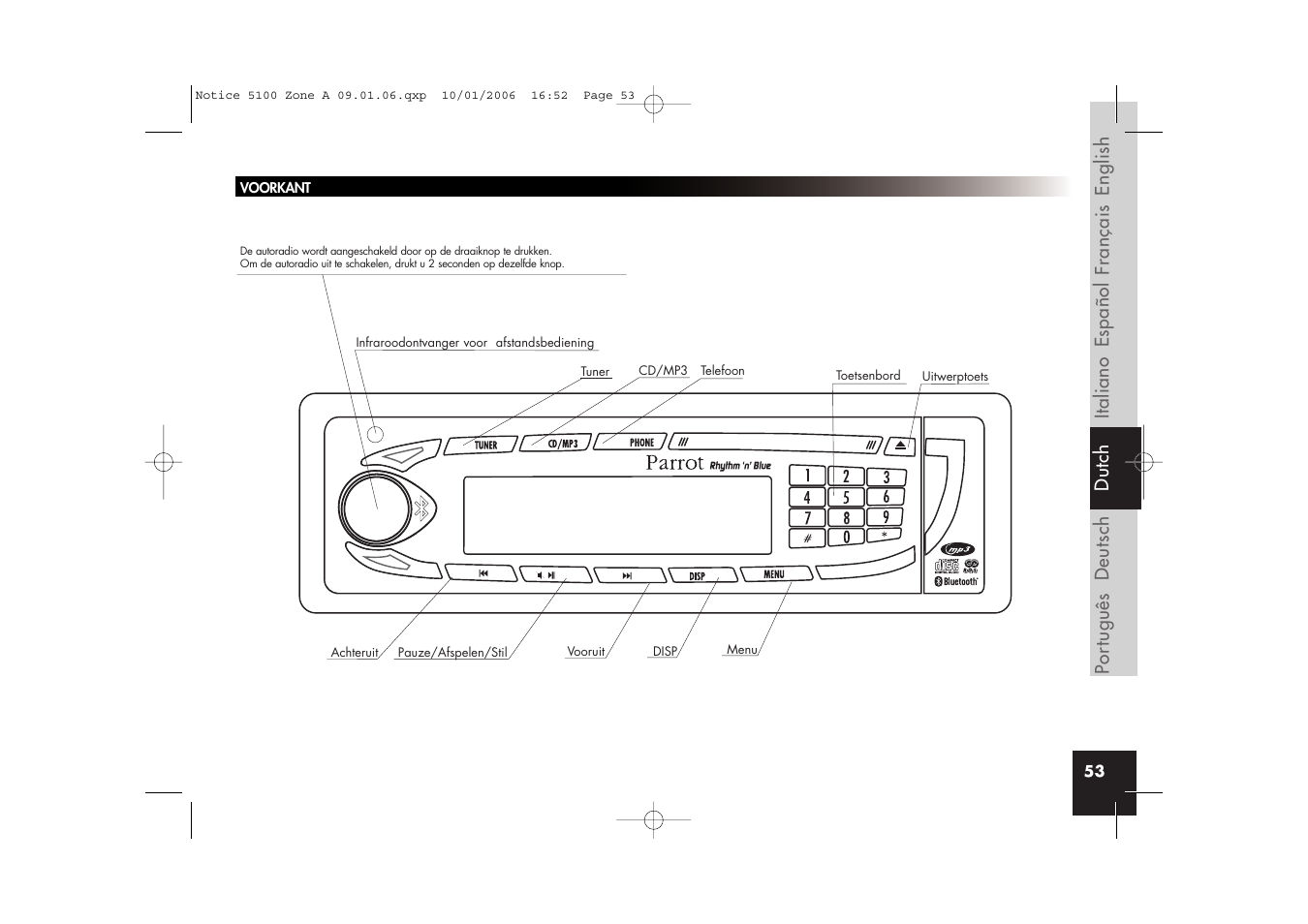 Parrot CD/MP3 Hands-free Receiver User Manual | Page 53 / 76