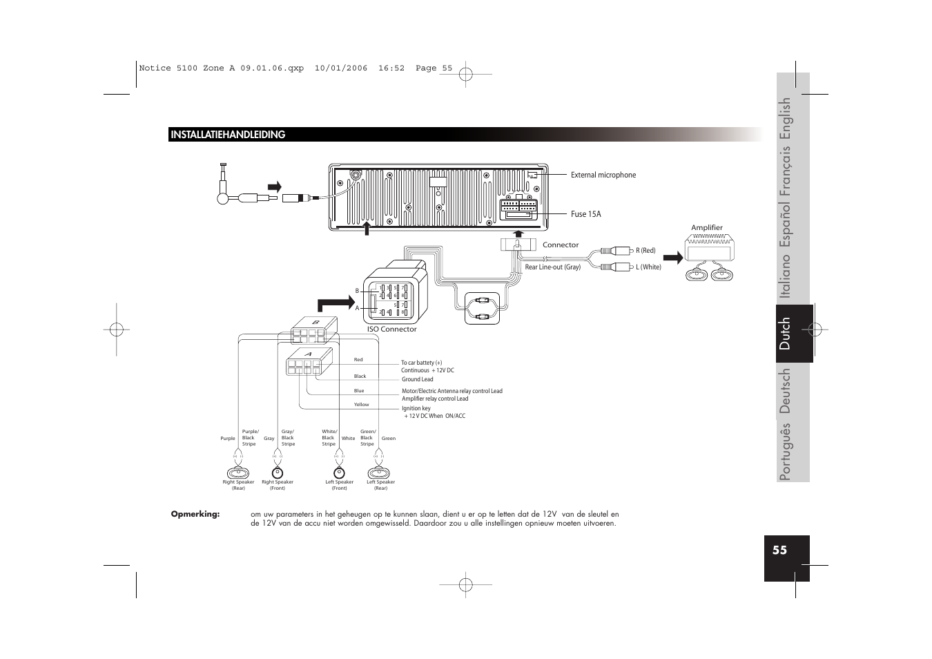 Installatiehandleiding | Parrot CD/MP3 Hands-free Receiver User Manual | Page 55 / 76