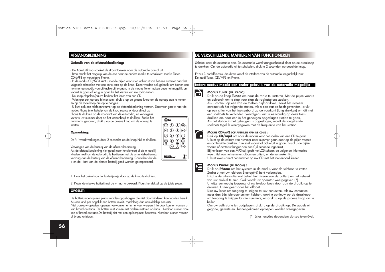 Parrot CD/MP3 Hands-free Receiver User Manual | Page 56 / 76