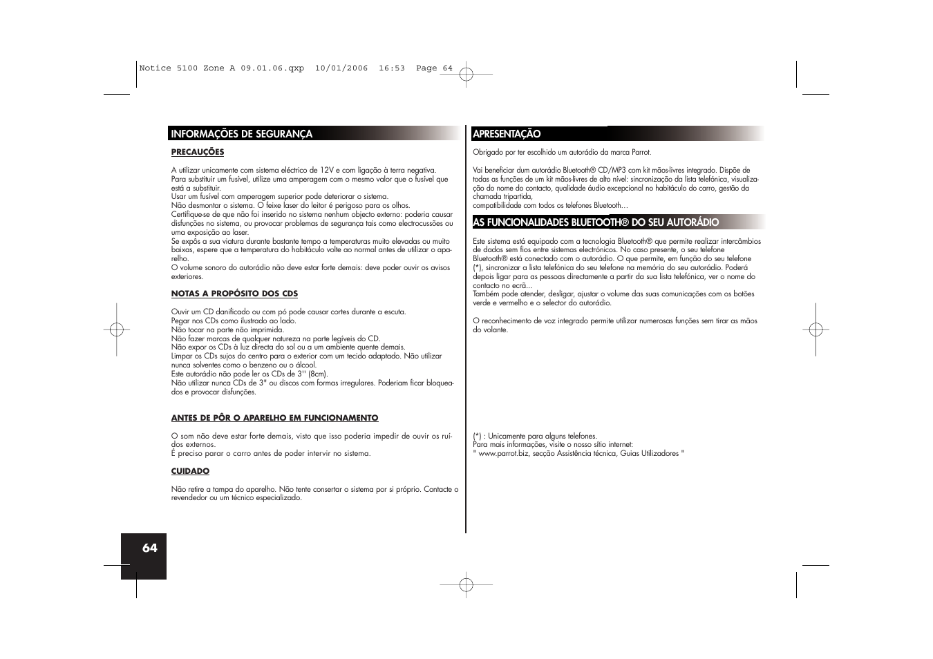 Parrot CD/MP3 Hands-free Receiver User Manual | Page 64 / 76
