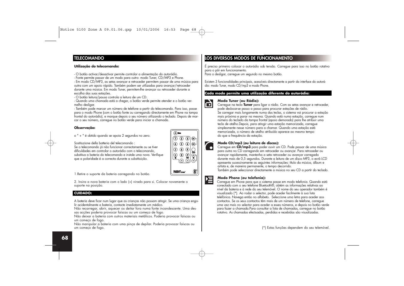 Parrot CD/MP3 Hands-free Receiver User Manual | Page 68 / 76