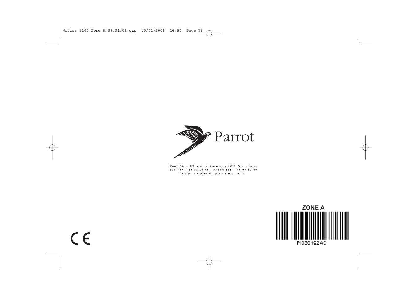 Parrot CD/MP3 Hands-free Receiver User Manual | Page 76 / 76