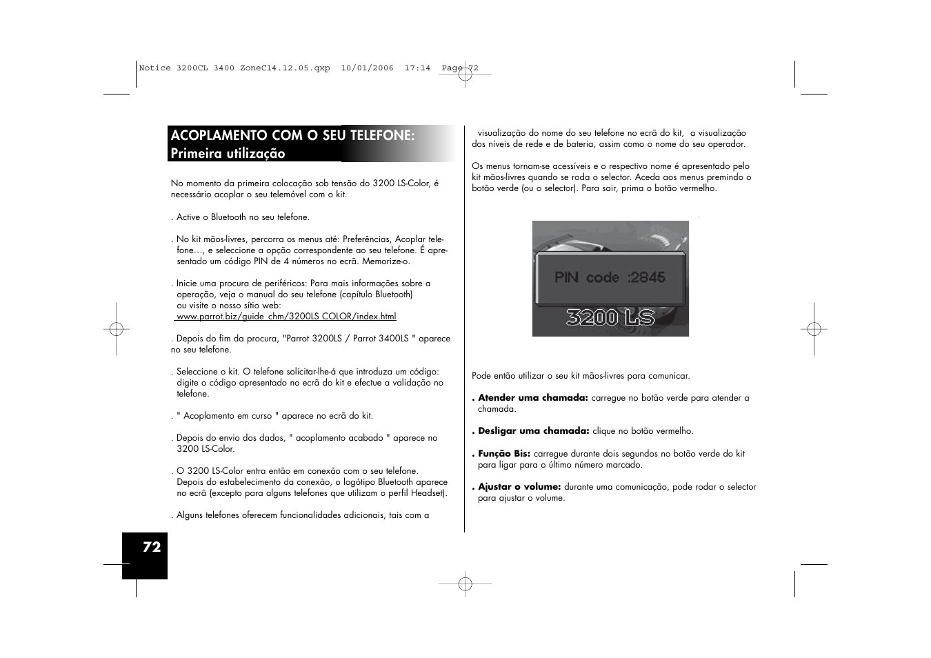 Parrot 3200 LS-Color User Manual | Page 72 / 80