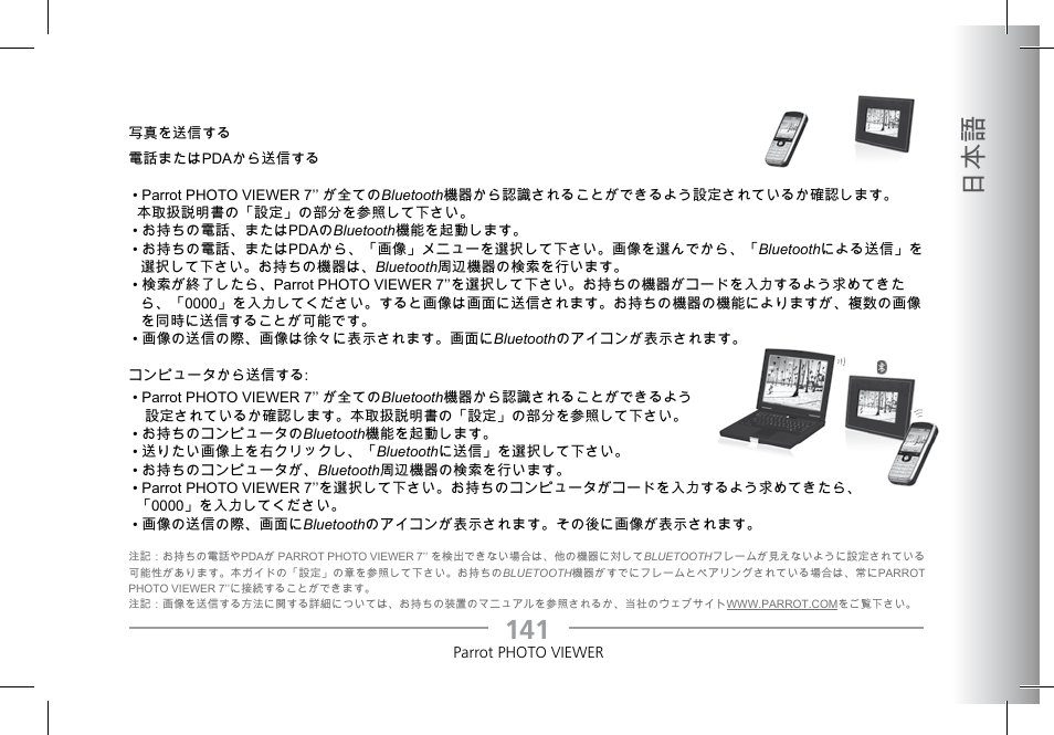 11 日本語 | Parrot Photoviewer 7 User Manual | Page 139 / 148