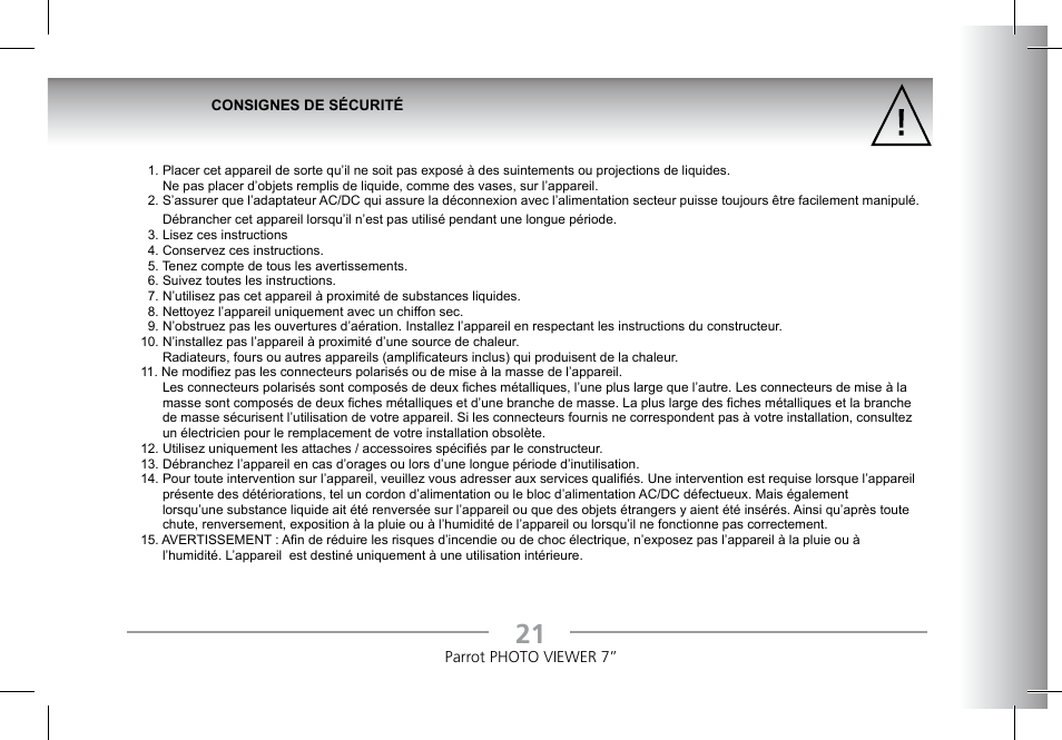 Parrot Photoviewer 7 User Manual | Page 19 / 148