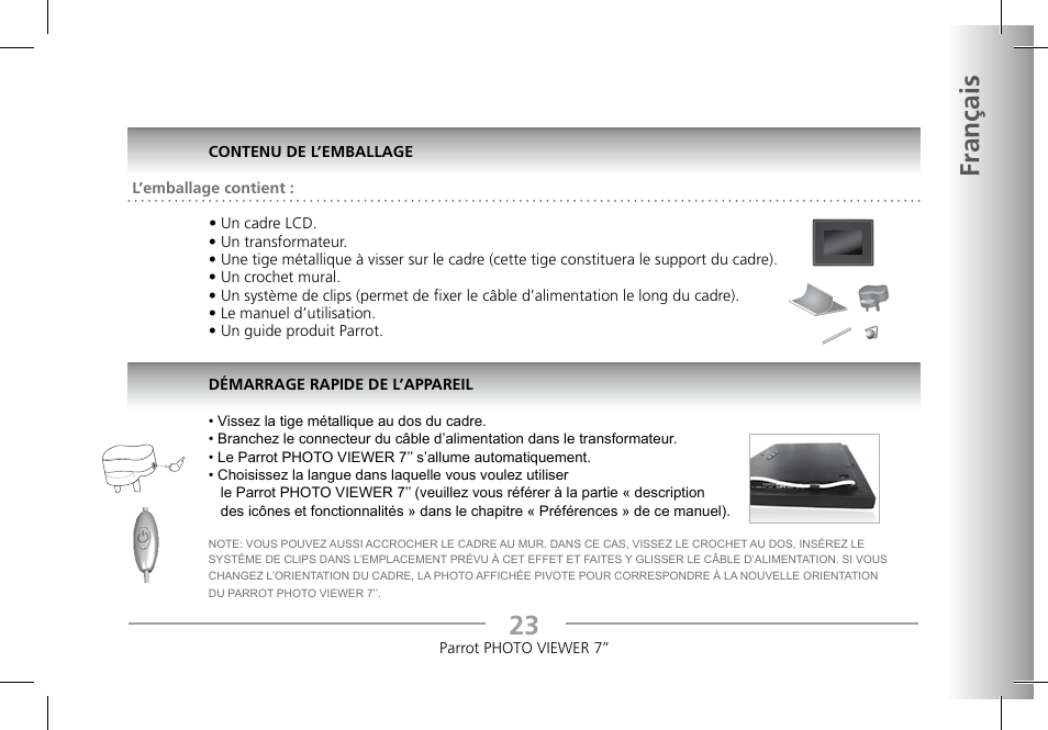 23 français | Parrot Photoviewer 7 User Manual | Page 21 / 148