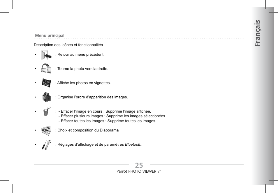 2 français | Parrot Photoviewer 7 User Manual | Page 23 / 148