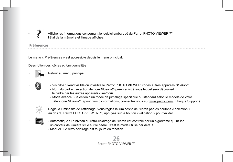 Parrot Photoviewer 7 User Manual | Page 24 / 148