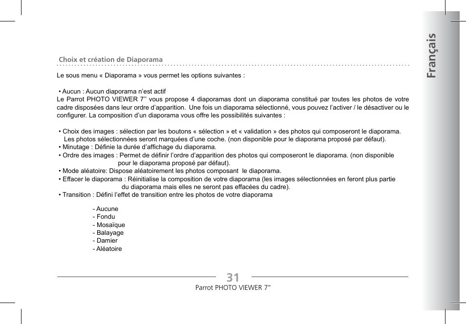 31 français | Parrot Photoviewer 7 User Manual | Page 29 / 148