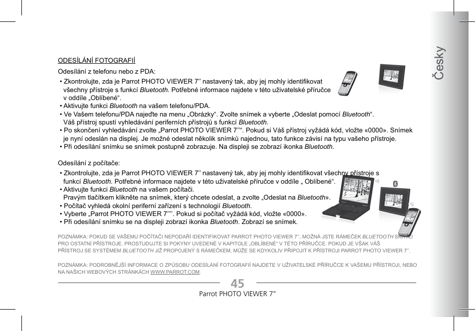 Česky | Parrot Photoviewer 7 User Manual | Page 43 / 148