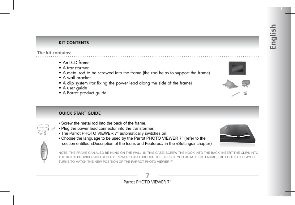 English | Parrot Photoviewer 7 User Manual | Page 5 / 148