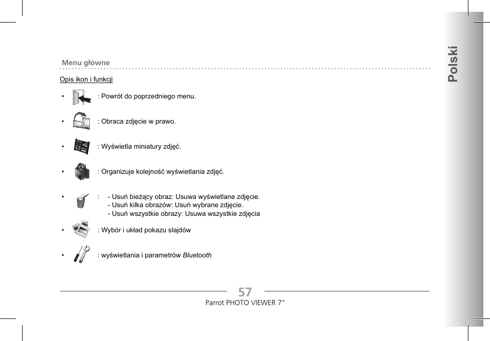 Polski | Parrot Photoviewer 7 User Manual | Page 55 / 148