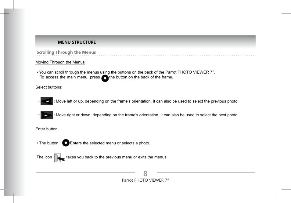 Parrot Photoviewer 7 User Manual | Page 6 / 148