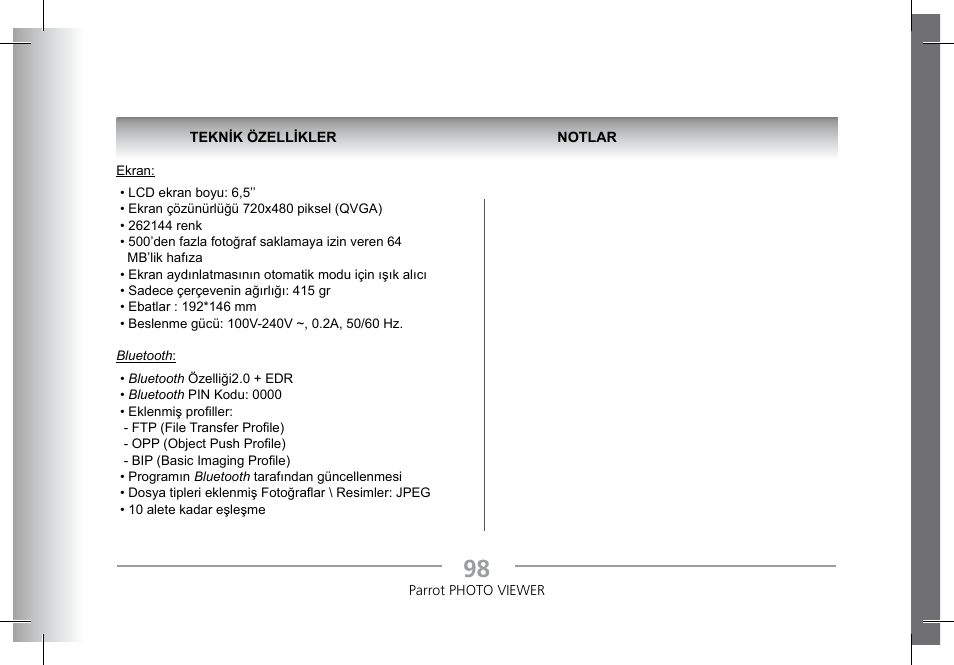 Parrot Photoviewer 7 User Manual | Page 96 / 148